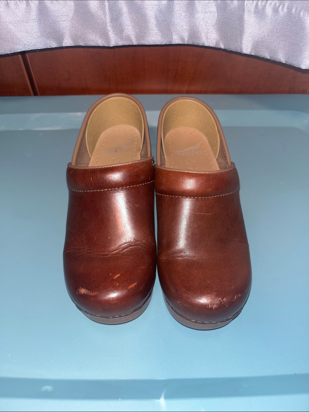 Dansko Brown/Mahogany Leather Slip-On Clogs